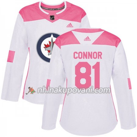 Winnipeg Jets Dresy Kyle Connor 81 Bílá 2017-2018 Adidas Růžová Fashion Authentic - Dámské